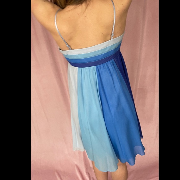 Betsey Johnson Four Shades of Blue Chiffon Mini Dress | Size 2 - Picture 2 of 14